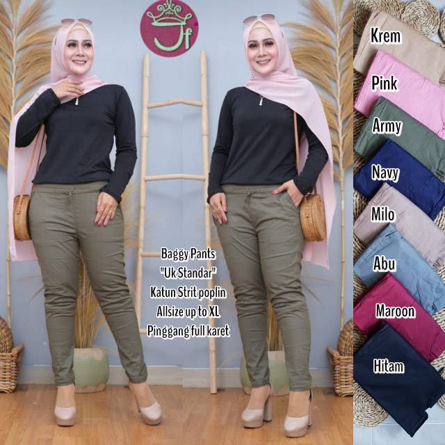 Basic pants katun stretch L+ //JF387