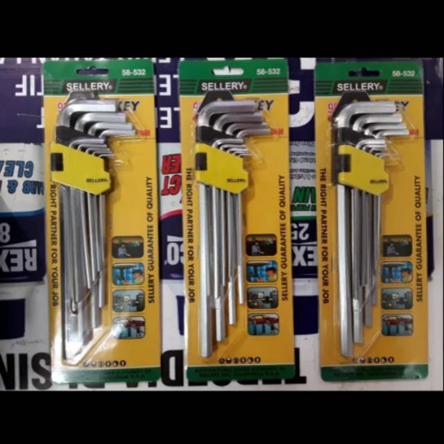 KUNCI L 9PCS SELLERY  - KUNCI L HEX SET 9 PCS EXTRA LONG SELLERY