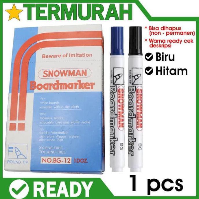 

Spidol papan tulis whiteboard snowman BG 12 Hitam Biru white board TERMURAH