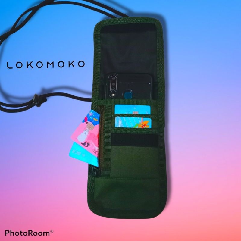 Tas Leher Gantung Hanging Wallet Hp Dompet Kartu dan Uang Lokomoko