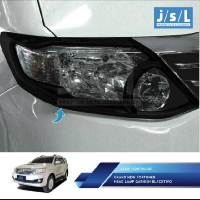 Garnish lampu depan Grand Fortuner hitam, chrome / head lamp garnish jsl