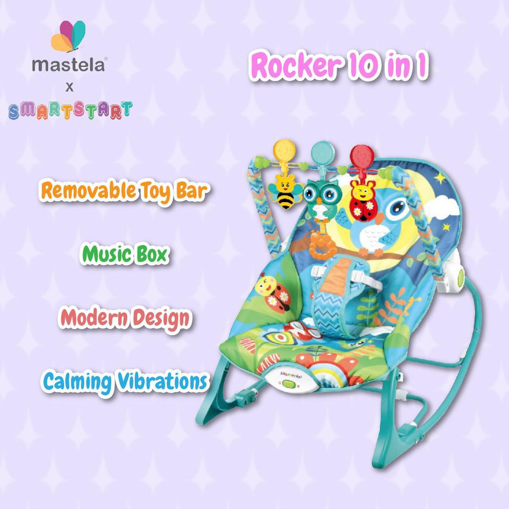 Mastela  Rocker Prime 10 In 1 Infant To Toddler  Night Owl Blue Bouncer Bayi 6122