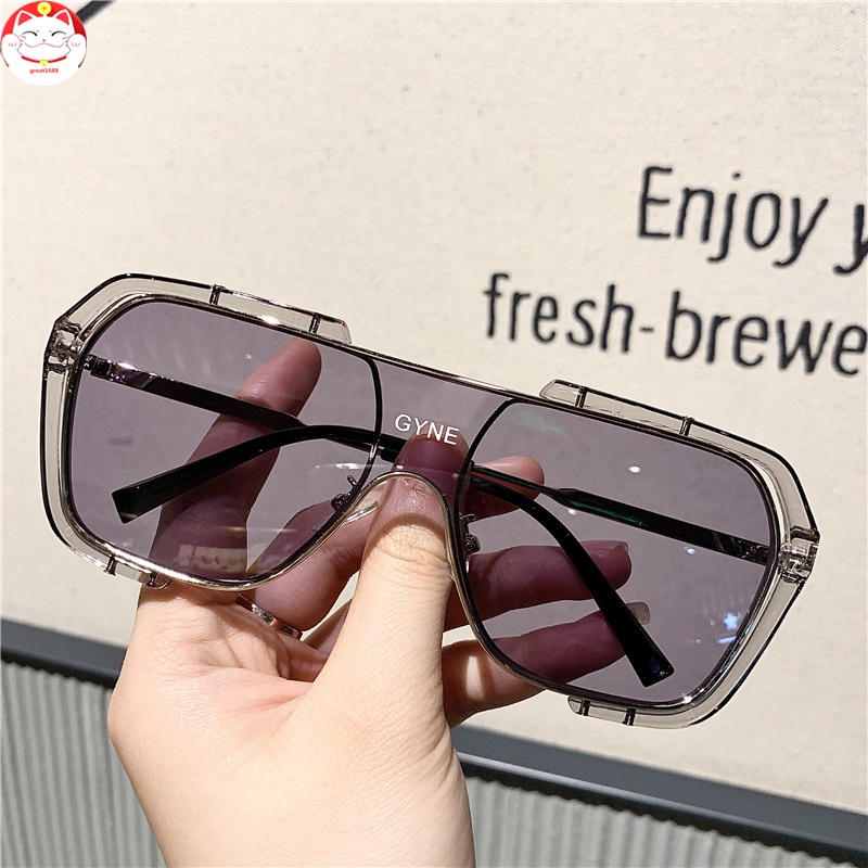 Letter Eyewear Feng Sunglasses Personality Rectangular Anti-light Blue One Piece Ins Face Fresh Frame Big Sunglasses Water