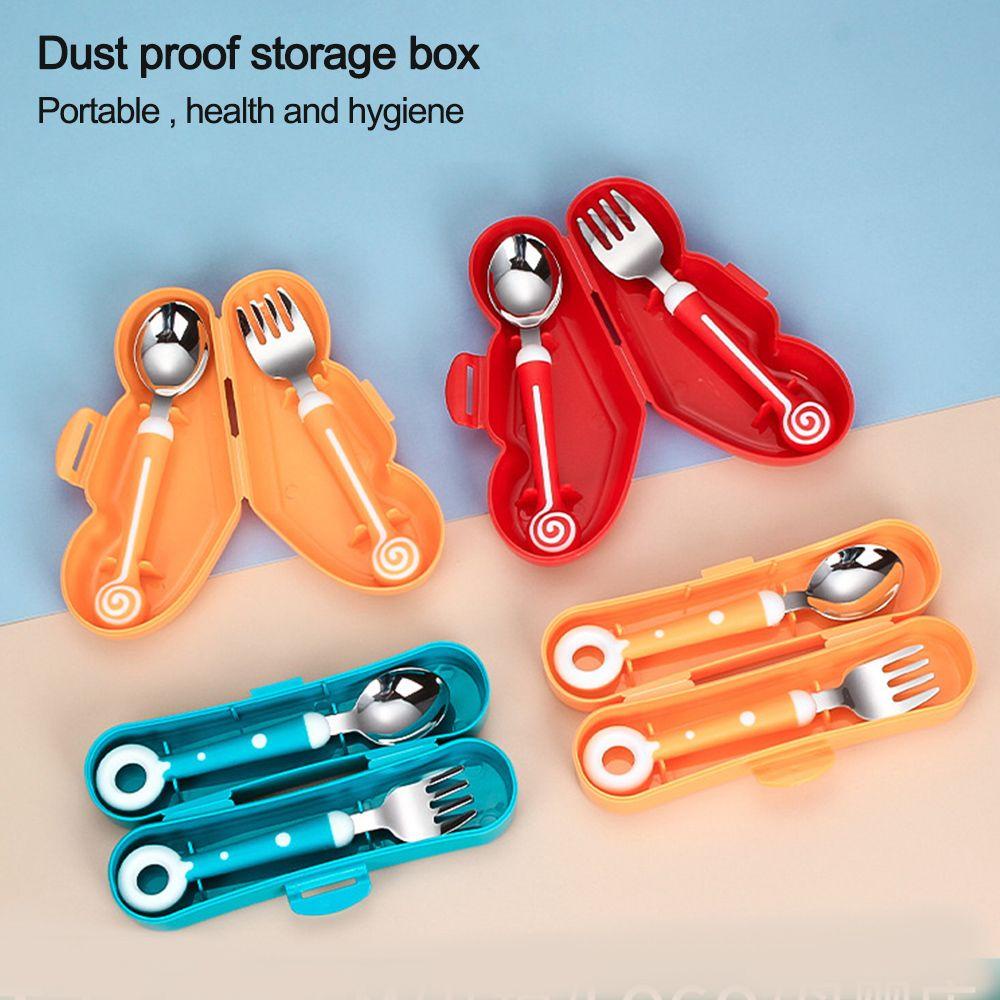 Top Baby Spoon Fork Portable Set Peralatan Makan Makan Makan Makan Bayi Cutlery Set