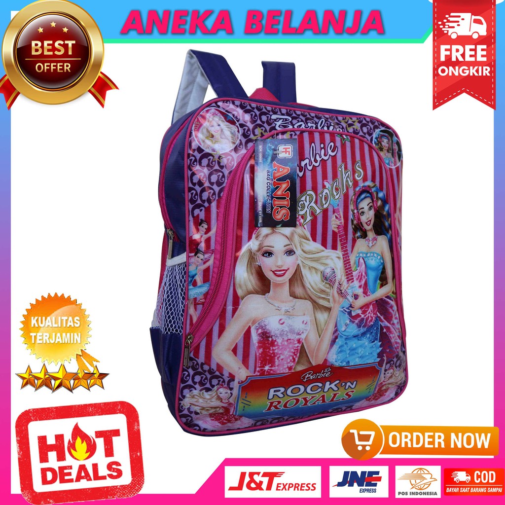 Tas Gendong Mika Anak Cewek Gambar Barbie Lucu Terbaru Kekinian Trendy Tas Sekolah PAUD TK SD Casual