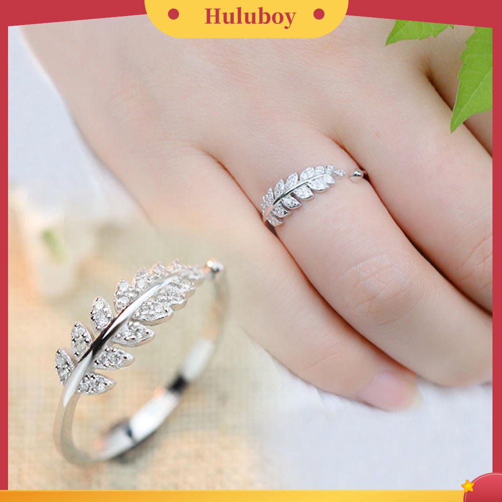 Hu Hu Hu Hu Hu Alat Bantu Pasang Kacamata♡ Cincin Model Terbuka Desain Daun Zaitun Adjustable Untuk Wanita