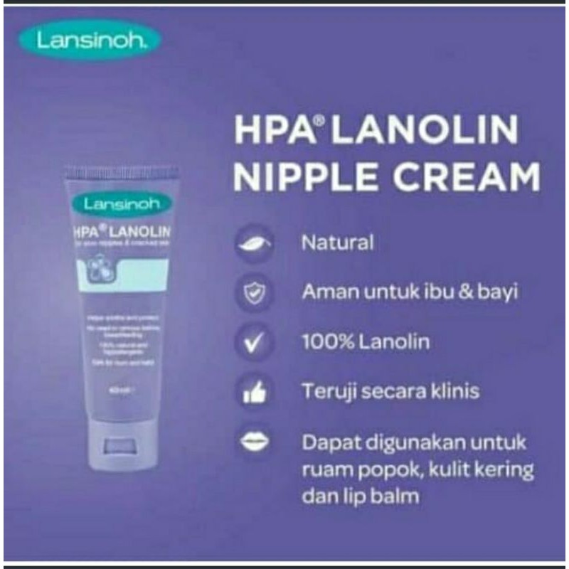 Lansinoh HPA Lanonin , solusi puting Lecet, Alternatif Medela Purelan