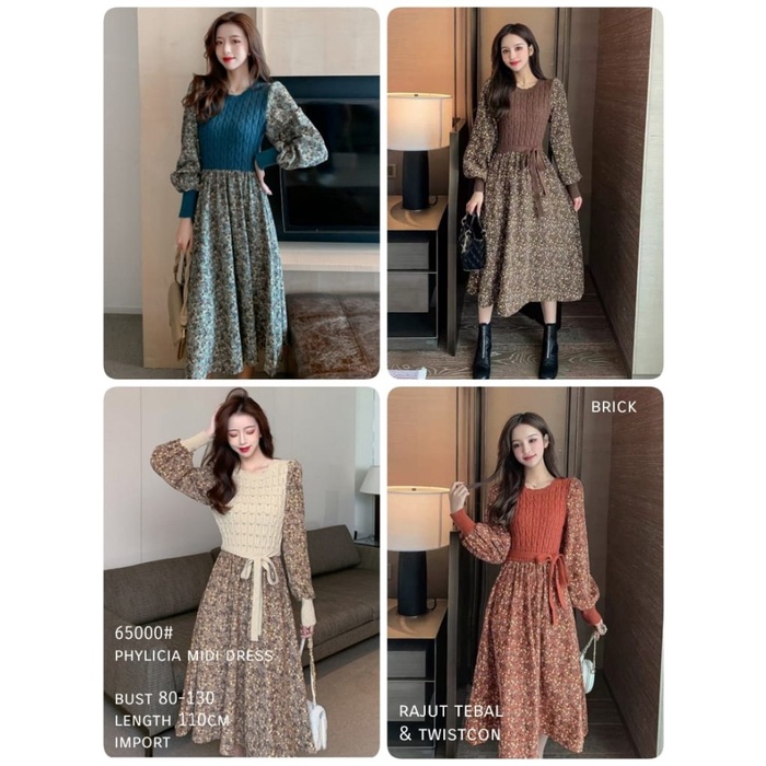 MIDI DRESS WANITA - PAKAIAN TERLARIS - DRESS KOREA - KOREAN STYLE Dress Korea / Korean Midi Dress / 