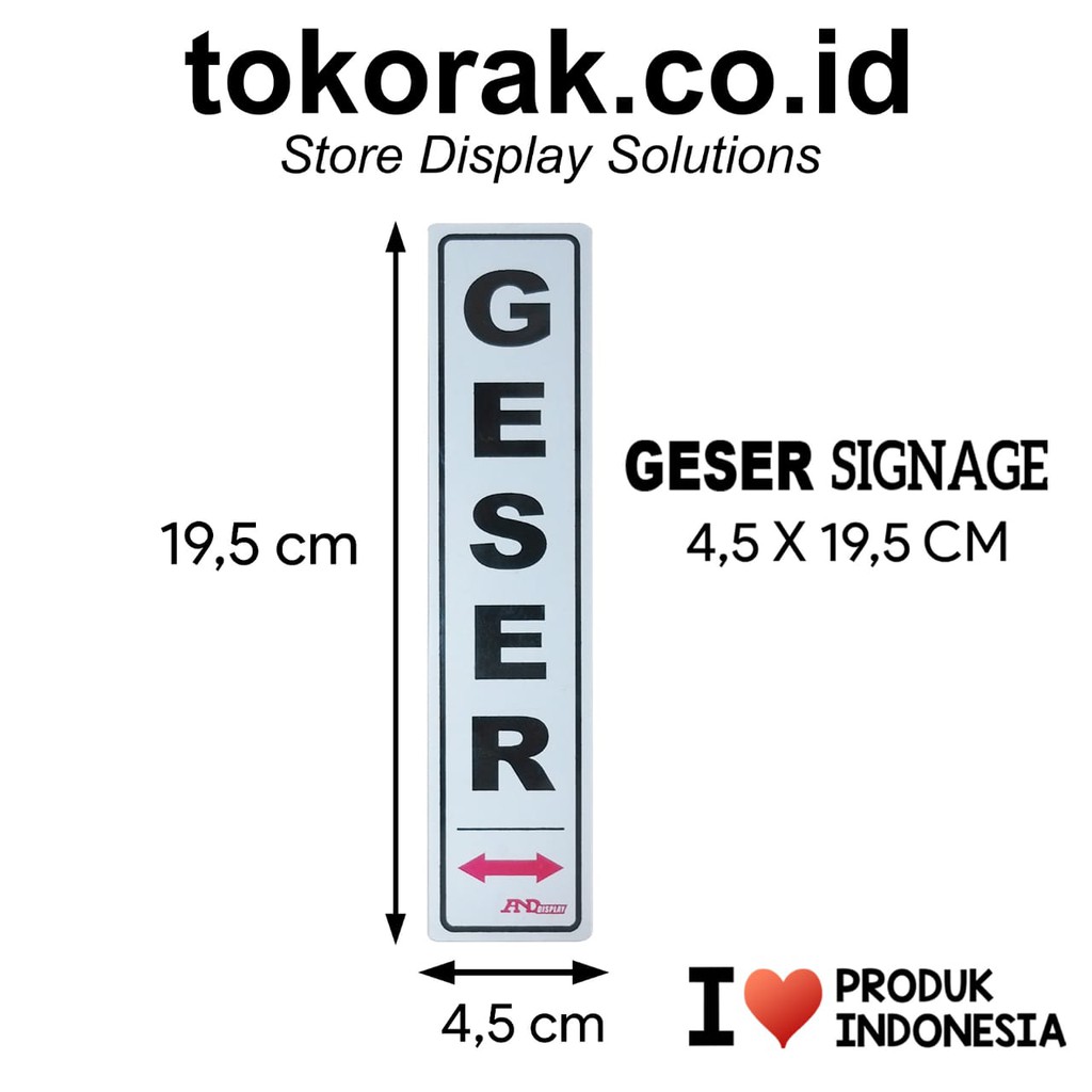 Signage Geser 4,5x19,5cm Sign Petunjuk Simbol Logo Peringatan Sliding