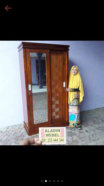 Lemari Jati Pintu Sliding Ukir Kualitas Super