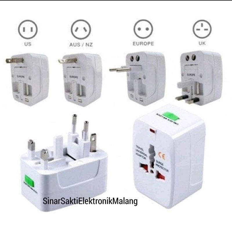 Universal Travel Adaptor Colokan Steker Listrik Multi Luar Negeri Arab Jepang Singapore LN