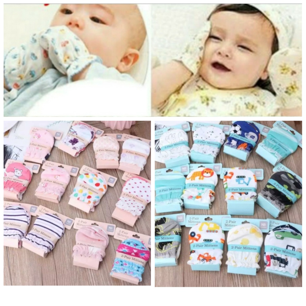 4 PCS ( 2 PASANG) MITTEN CARTER BLUEFLY / SARUNG TANGAN BAYI PREMIUM / MITTENS BAYI