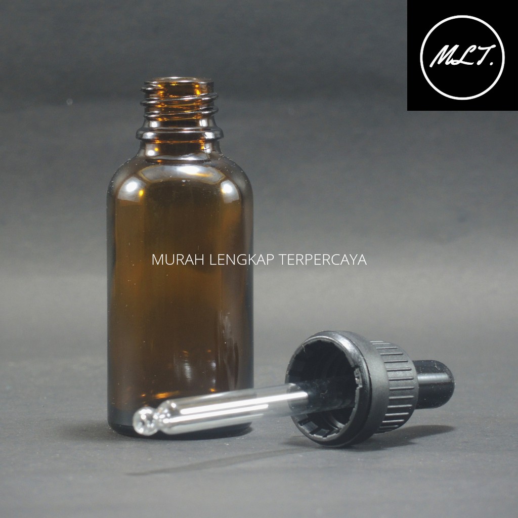 BOTOL SERUM BOTOL PIPET  BOTOL KACA AMBER COKLAT 30ML