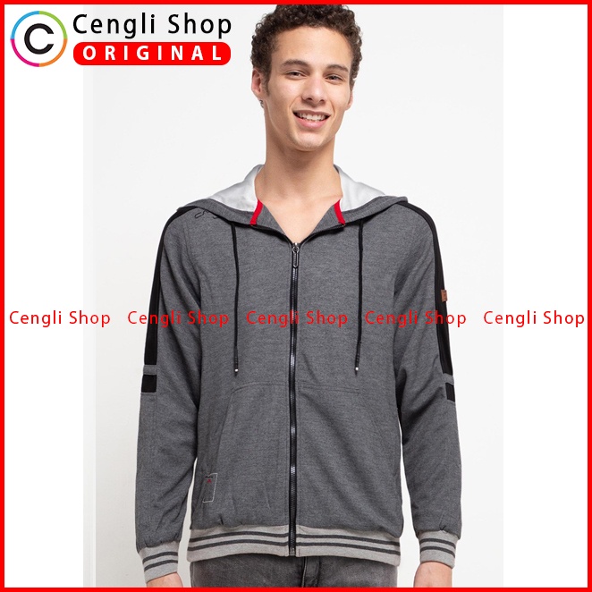 JAKET HOODIE CASUAL PRIA CARDINAL ORIGINAL TERBARU ABU-ABU CA08