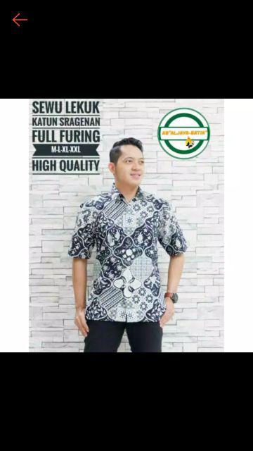 Batik Solo Sewu Lekuk Kemeja Pria Katun Halus Sragenan Full Furing