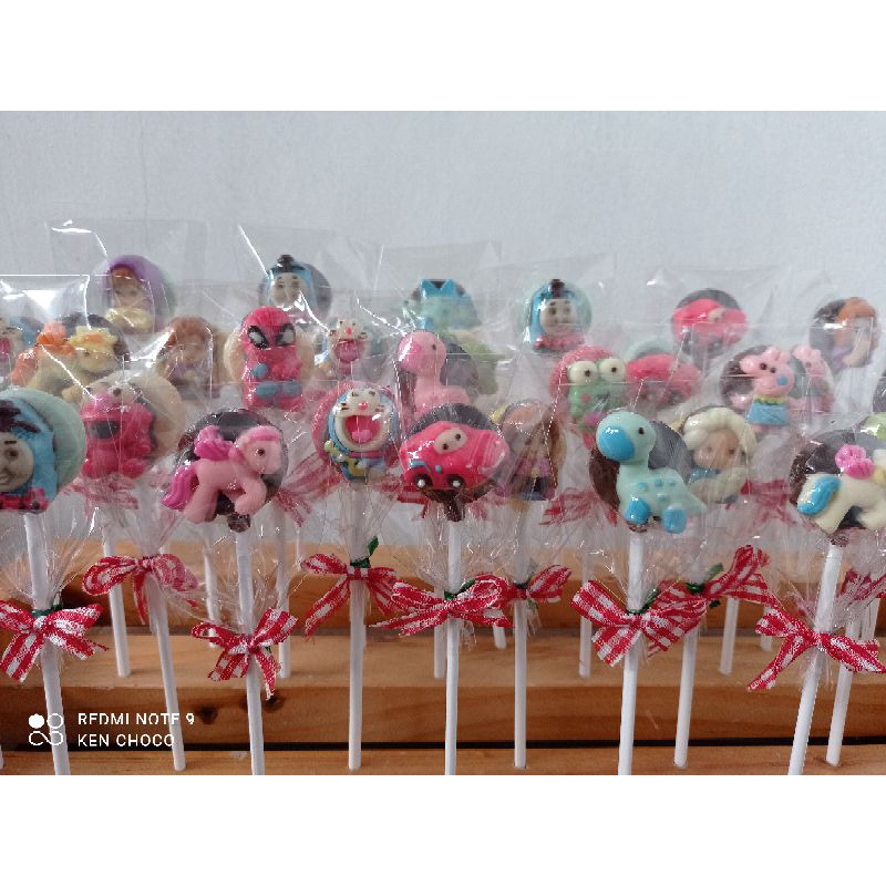 

(min 20pcs) Coklat Lolipop little pony,doraemon,hellokitty,frozen, dll