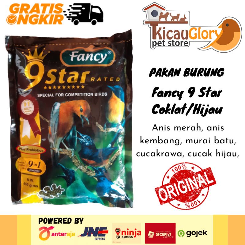 Fancy 9 Star Pakan Burung Anis Murai Voer Coklat dan Hijau Rumput Laut