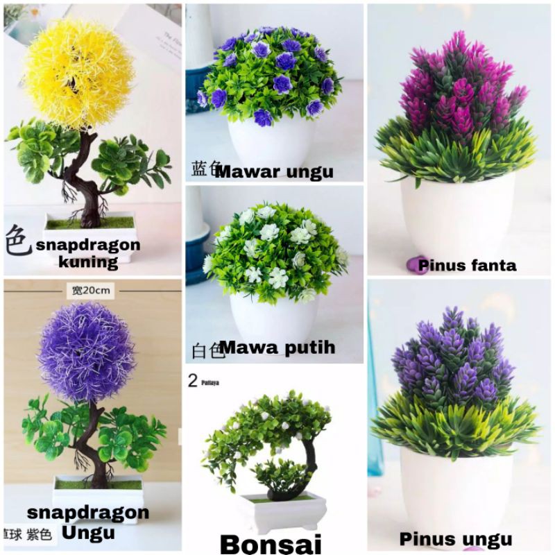 Bunga Bonsai Bulat Plastik COD/ BUNGA TANAMAN BUNGA HIAS POT TANAMAN HIAS DEKORASI RUMAH