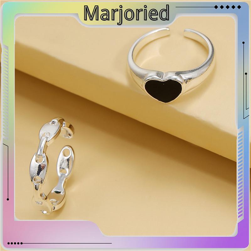 Fashion Love Cincin Wanita Geometris Cincin Sederhana Set 2 In 1-MJD