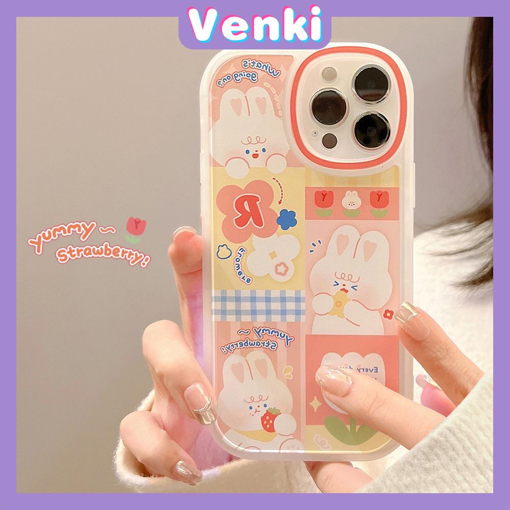 iPhone Case Silicone Soft Case Clear Case TPU Airbag Shockproof Full Coverage Protection Camera Pink Rabbit Cute For iPhone 13 Pro Max iPhone 12 Pro Max iPhone 11 iPhone 7 Plus