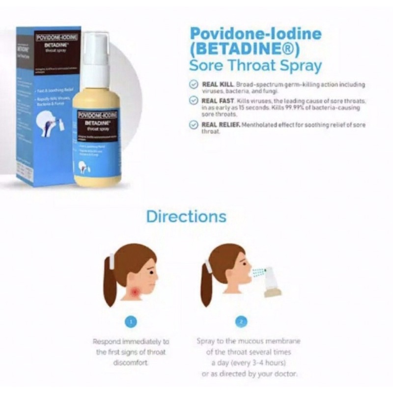 Betadine throat spray 50 ml ( antiseptik kuman di mulut )