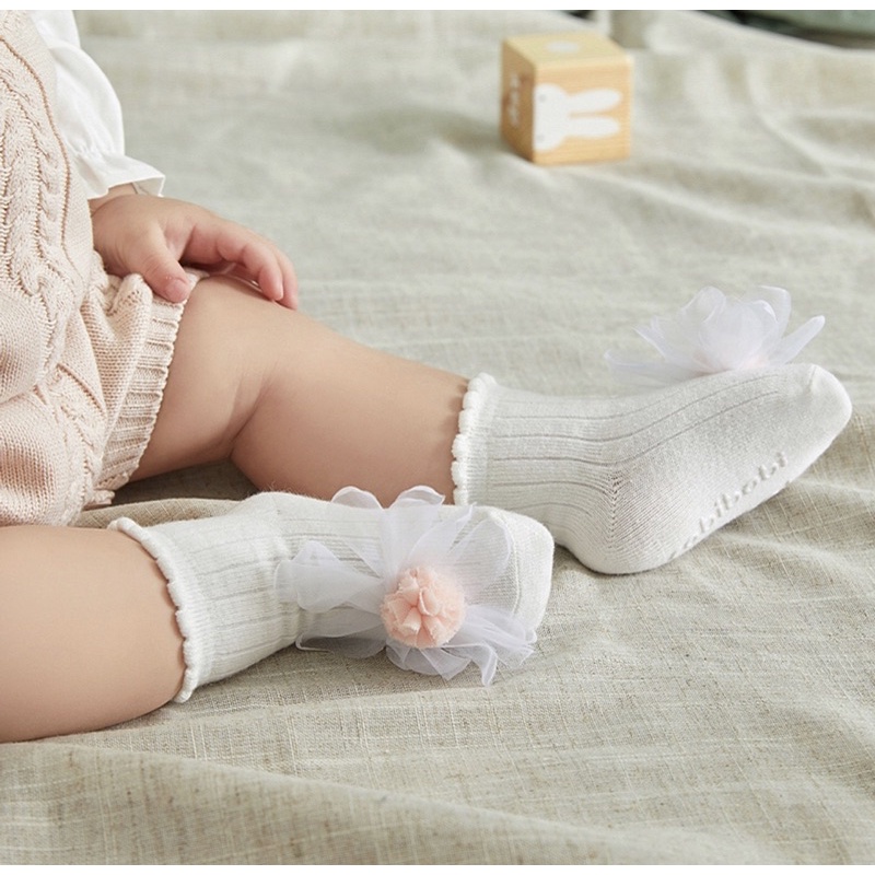 Kaos Kaki Anak Bayi Perempuan Antislip Motif Flower Tulle / Baby Socks