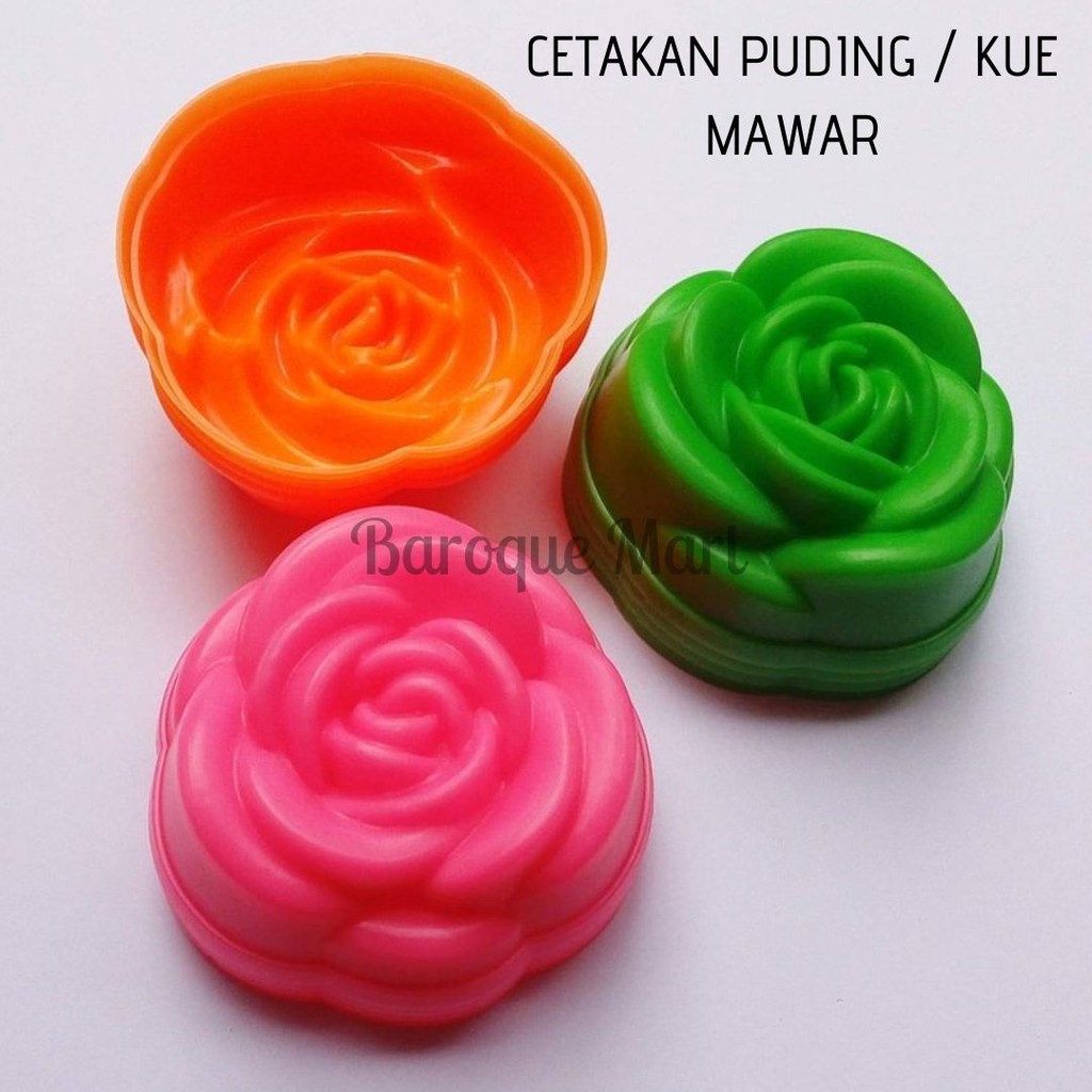 Cetakan Puding Mawar Kecil Besar Mini Cetakan Mawar Plastik Kue Bolu Kukus Putu Ayu Baroque 12 pcs