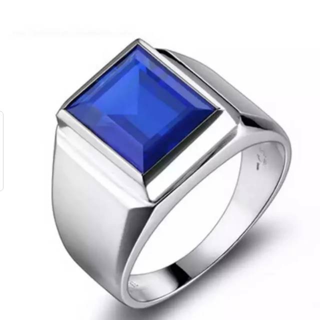 Cincin Pria Batu Biru Blue Diamond Deep Sea