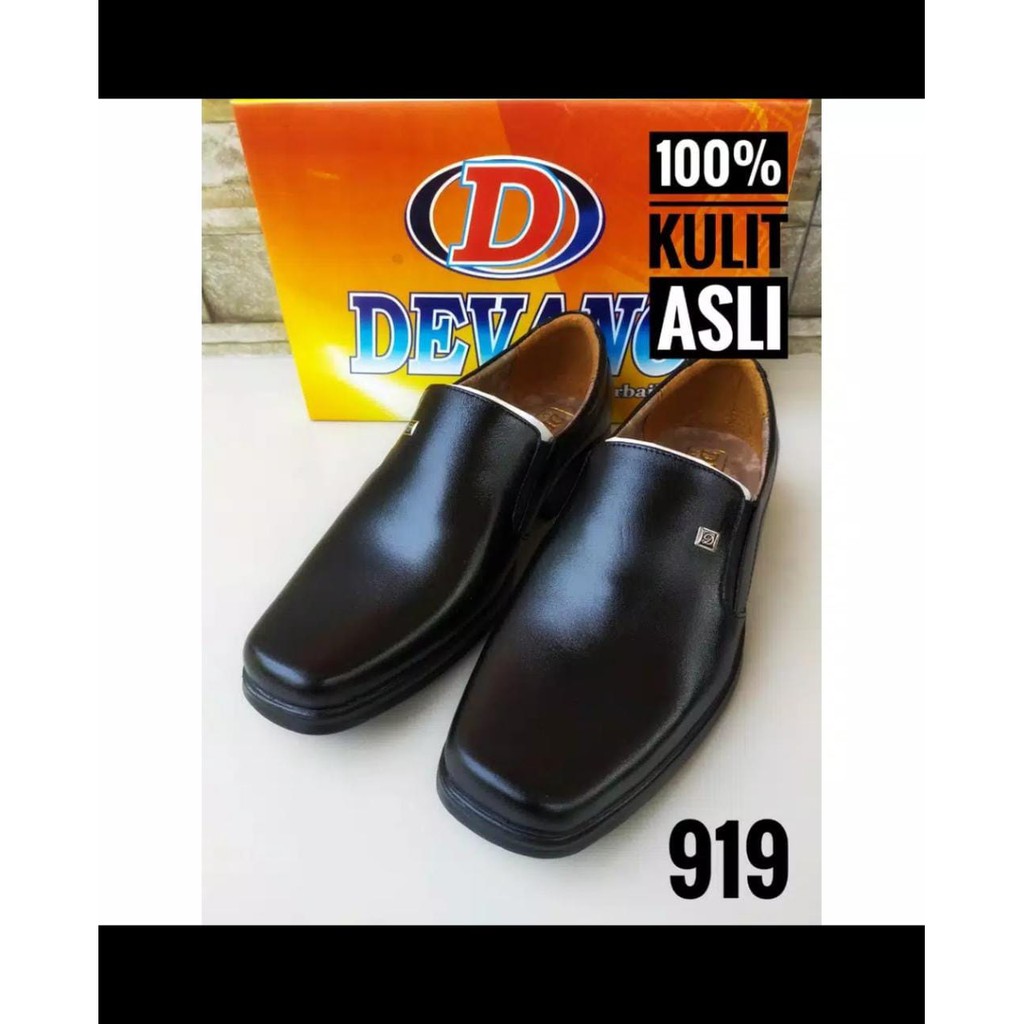 l Sepatu Pantofel Kulit ASLI 100% Sapi Tidak Asli Bisa Kembali Sepatu Kantor Pria Full Hitam Slip On PREMIUM Model 919