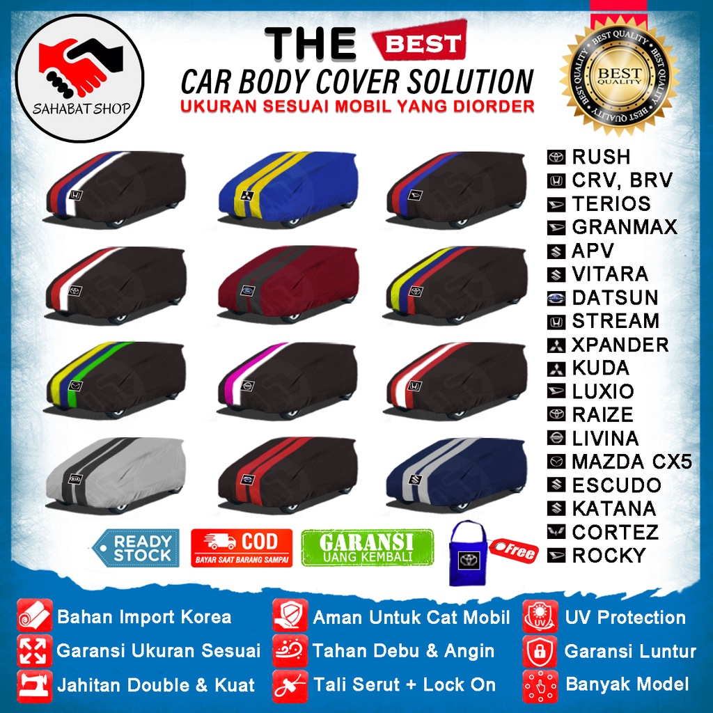 Cover Mobil Rush Raize Kijang Kapsul Honda Stream CRV BRV Terios luxio Grandmax / Sarung Mobil Xpander Rocky Kuda Grandia APV XL7 Grand Livina Wuling Cortez Selimut Tutup Penutup Mantel Mobil