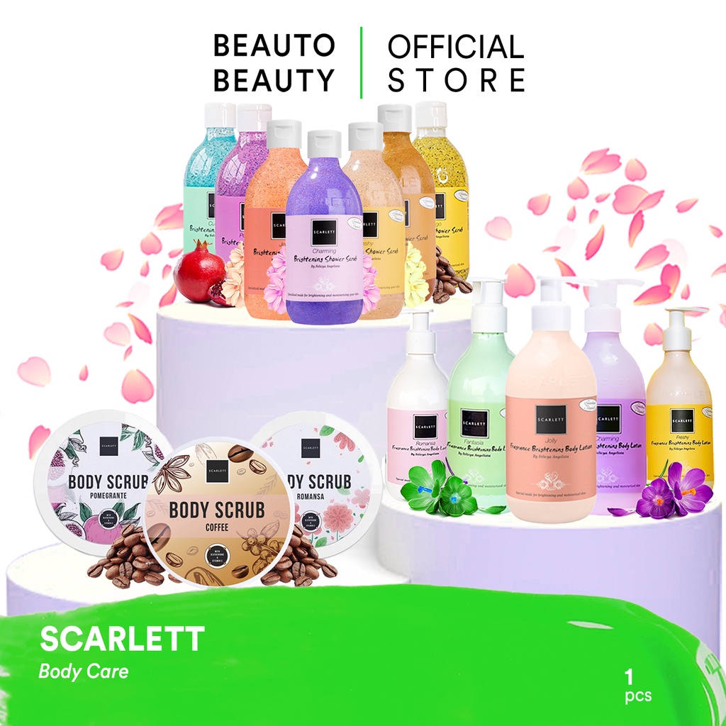 SCARLETT Whitening Body Care / Indonesia Brightening Shower Scrub Fragrance Lotion Sabun Mandi Tubuh