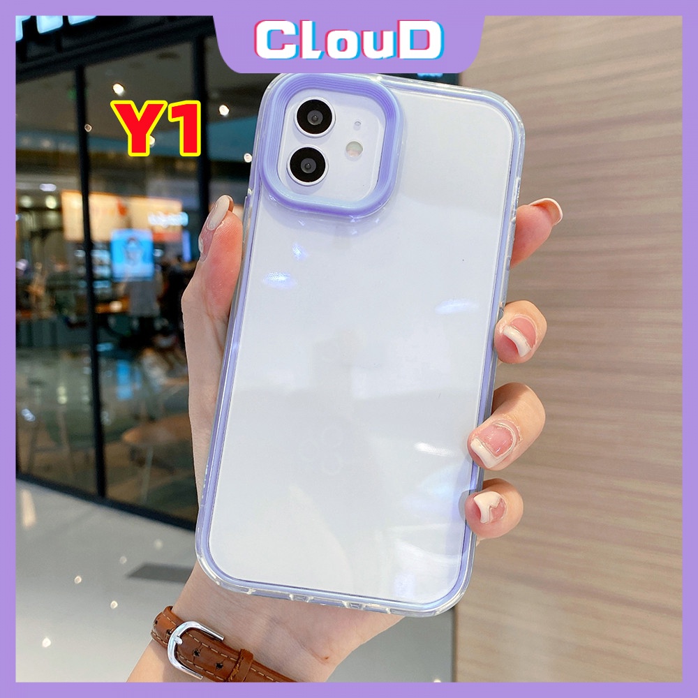 Soft Case Silikon Transparan 3 in 1 Warna Permen Untuk iPhone XR XS Max X SE 2020 11 12 13 Pro Max 7 8 Plus 7 8