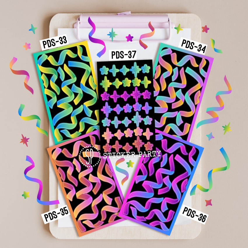 

Stiker Dekorasi Photocard PC Kpop Pita Ribbon Confetti Bintang Polco Polaroid Deco Swirl Warna Pink Hijau Biru Ungu NEON PDS PDS35 PDS36 StickerParty