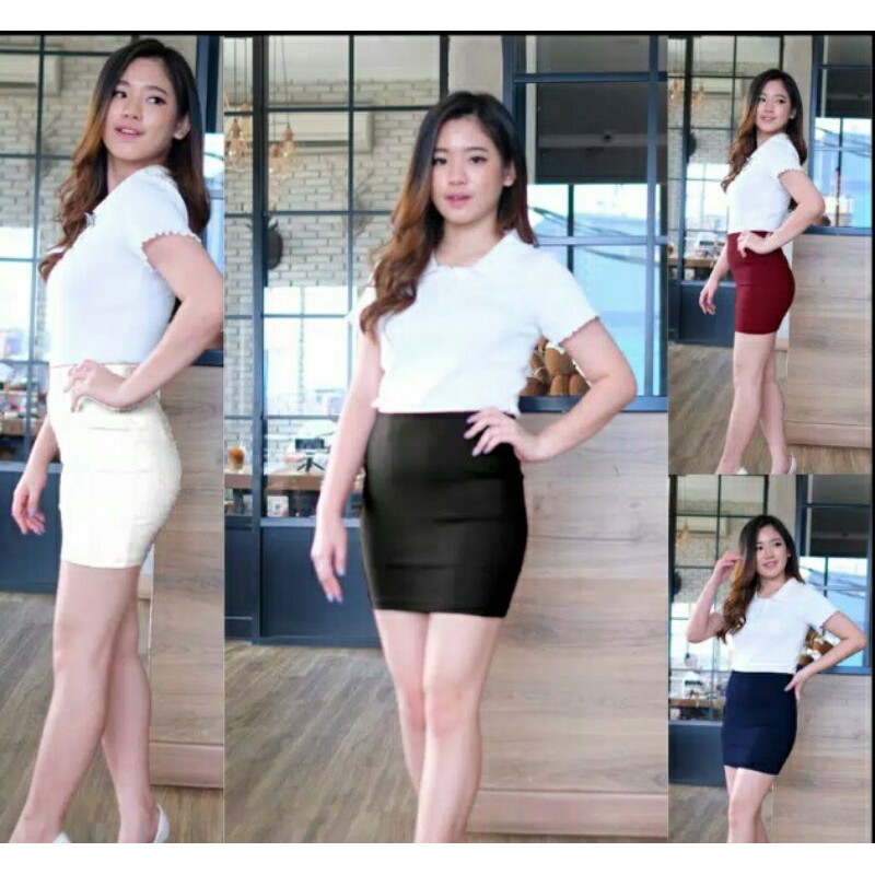 rok span mini - rok kerja pendek - koran skirt