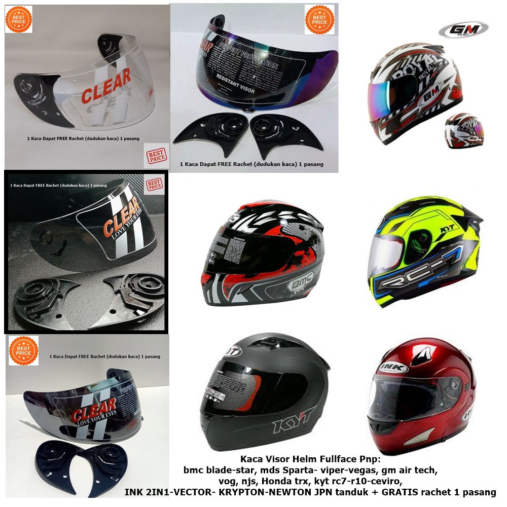 Jual Kaca Helm Full Face Pnp Bmc Blade Star Mds Sparta Vegas Ink In