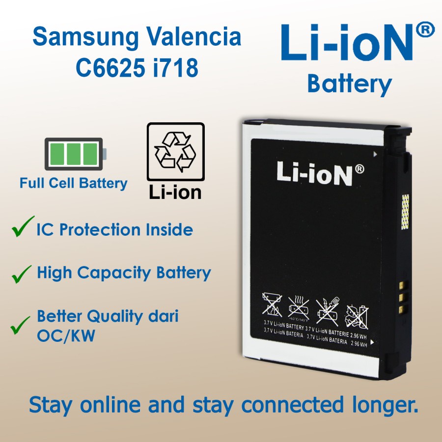 Li-ioN Baterai Samsung Valencia C6625 i718 Baterai C6625 Baterai C6625 Battery C6625 Samsung Valenci