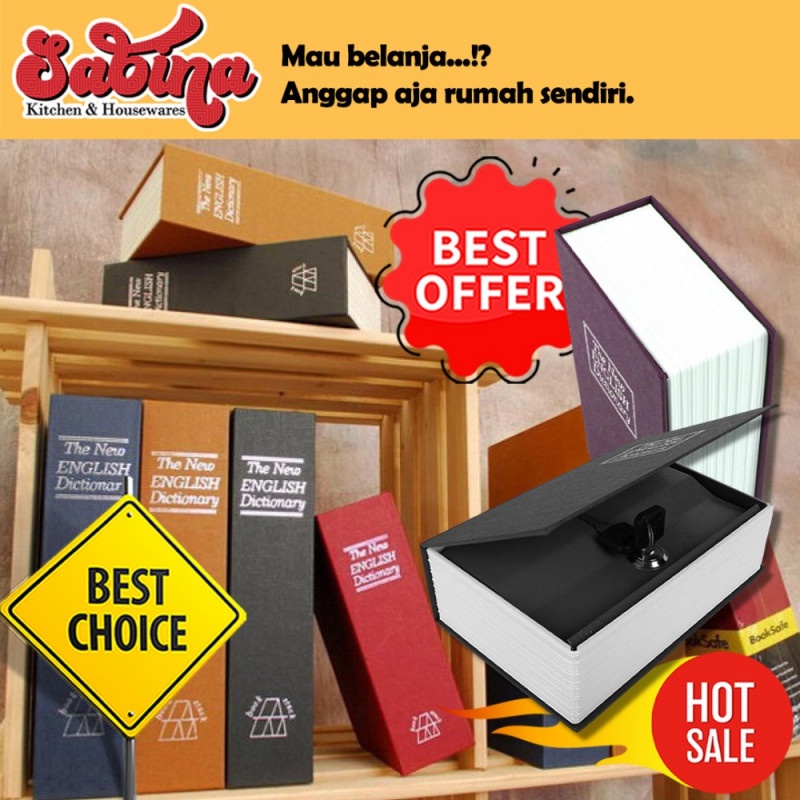 Safety Box Kotak Aman Model Buku Penyimpanan Uang Perhiasan Brankas