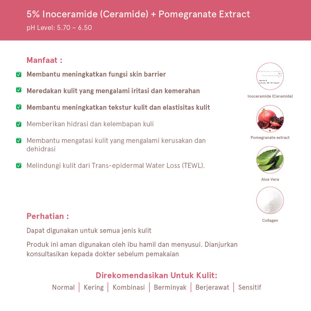 Dear Me Beauty 5% Inoceramide (Ceramide) + Pomegranate Extract Face Serum