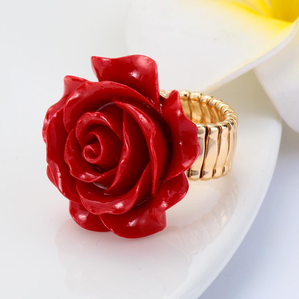 Chookyy Rose Cincin Wanita Bunga Floral Fashion Adjustable Statement