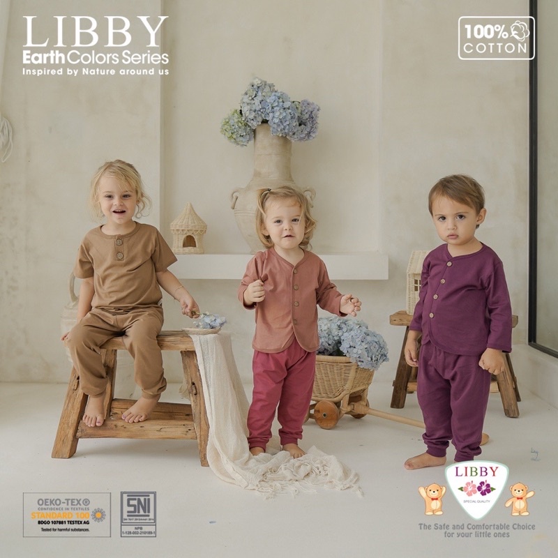 Libby FAVE SET Earth Colors Setelan Baju PENDEK + Celana PANJANG NEW / Setelan Baju Anak UNISEX