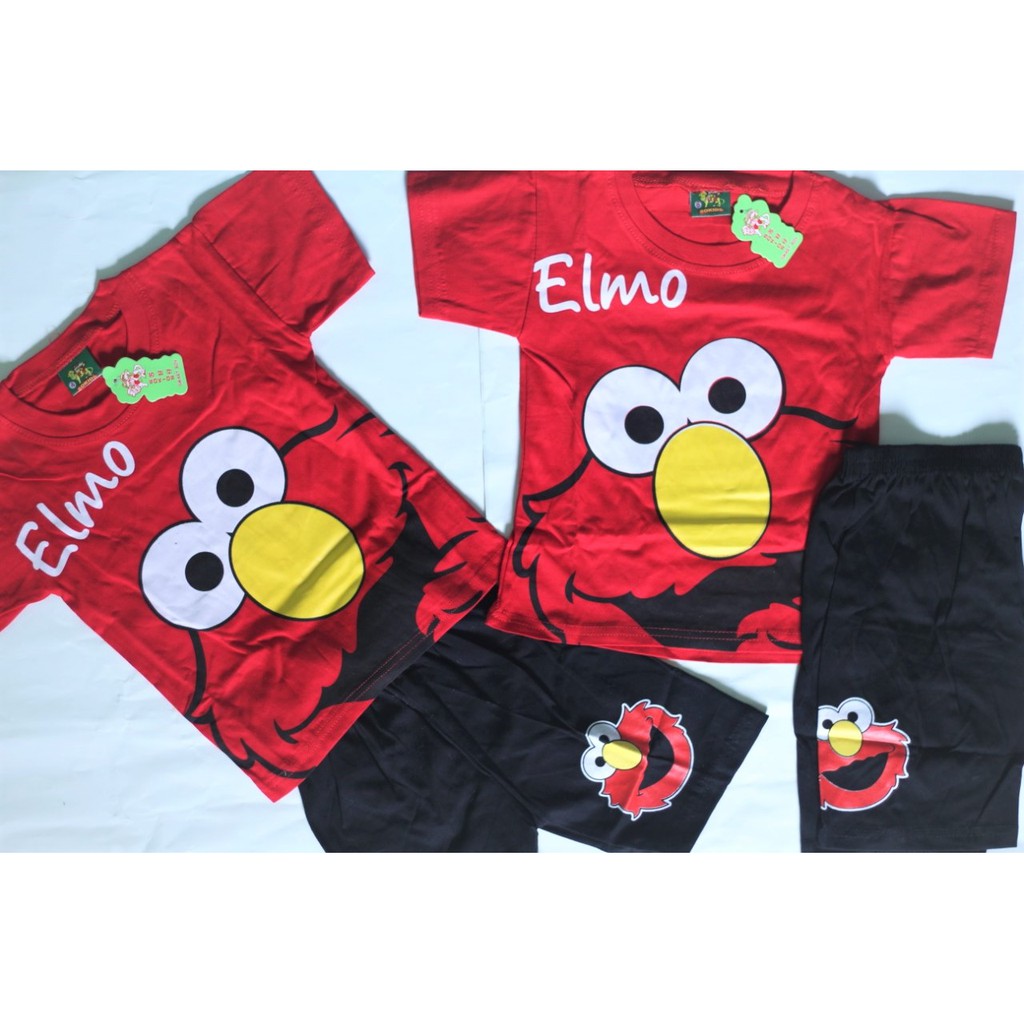 SETELAN KARAKTER ANAK MOTIF ELMO | BAJU ELMO ANAK LAKI LAKI