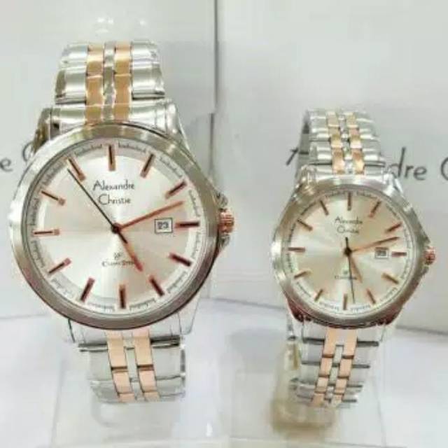Jam Tangan Coeple Alexandre Christie AC 8402 Rosegold Silver