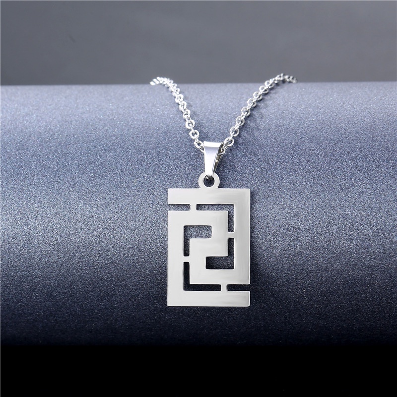 Eropa dan Amerika fashion populer kalung ornamen band geometris kalung stainless steel liontin kalun