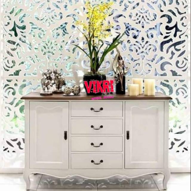 bufet pajangan minimalis duco putih,mebel jepara,furniture