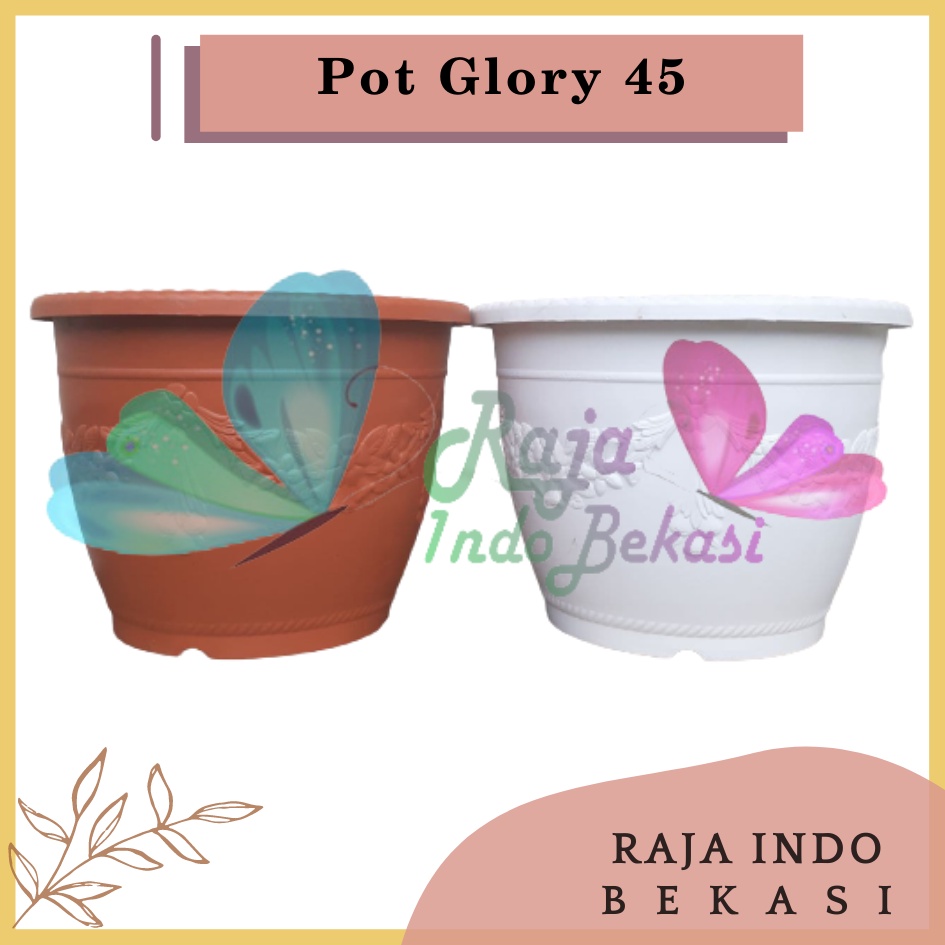 ONLY SAMEDAY AND INSTAN Pot Glory 45 Putih Coklat Merah Bata Orange - Pot Besar Jumbo 50cm Pot Besar Plastik Bahan Tebal