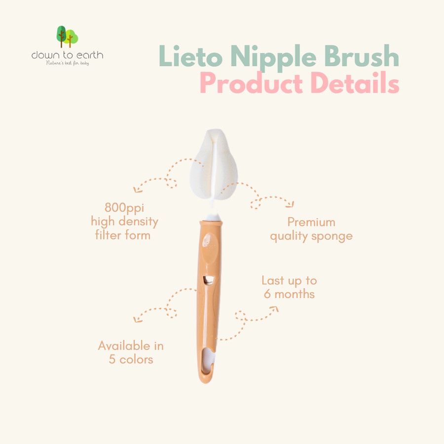 DOWN TO EARTH NIPPLE BRUSH LIETO Sikat Cuci Botol