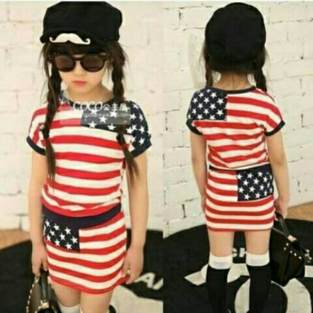 Baju anak perempuan bendera amerika