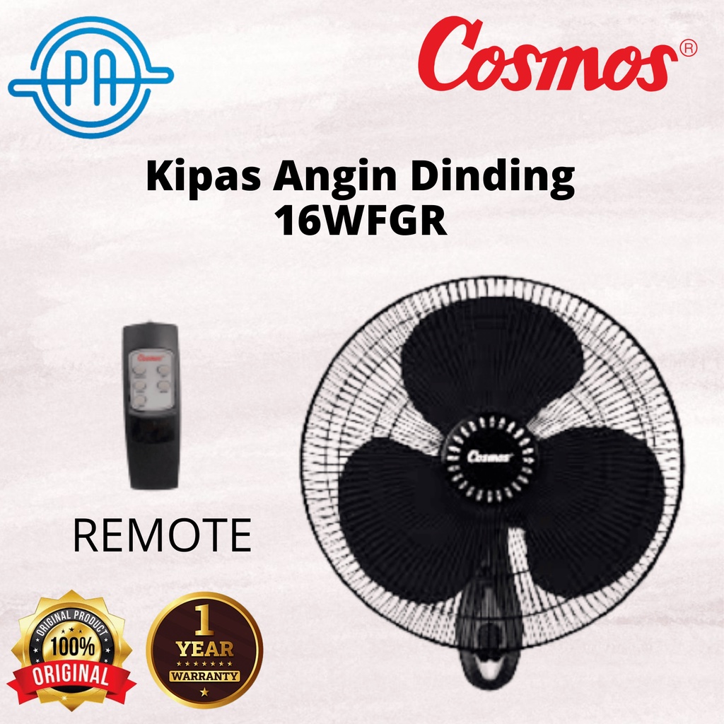 Kipas angin dinding wall fan remote 16&quot; COSMOS 16WFGR 16 WFGR  FULL HITAM