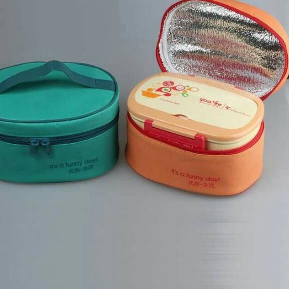 NEW Ω LUNCH BOX YOOYEE 591 SET TAS ORANGE & GREEN/KOTAK MAKAN/TEMPAT BEKAL CaD9...