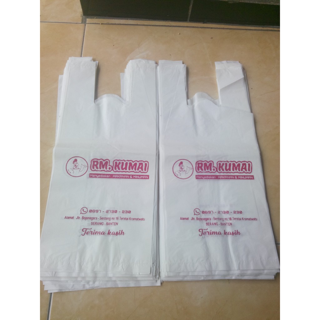 Kantong plastik sedang  sablon 14 x 24  olshop / kresek / plastik sablon original / rumah makan